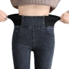 The new grey-black leggings for women's outerwear in autumn and winter 2022 are high-waisted, slimming, elastic, tight and petite. They are long and fleece Item Picture